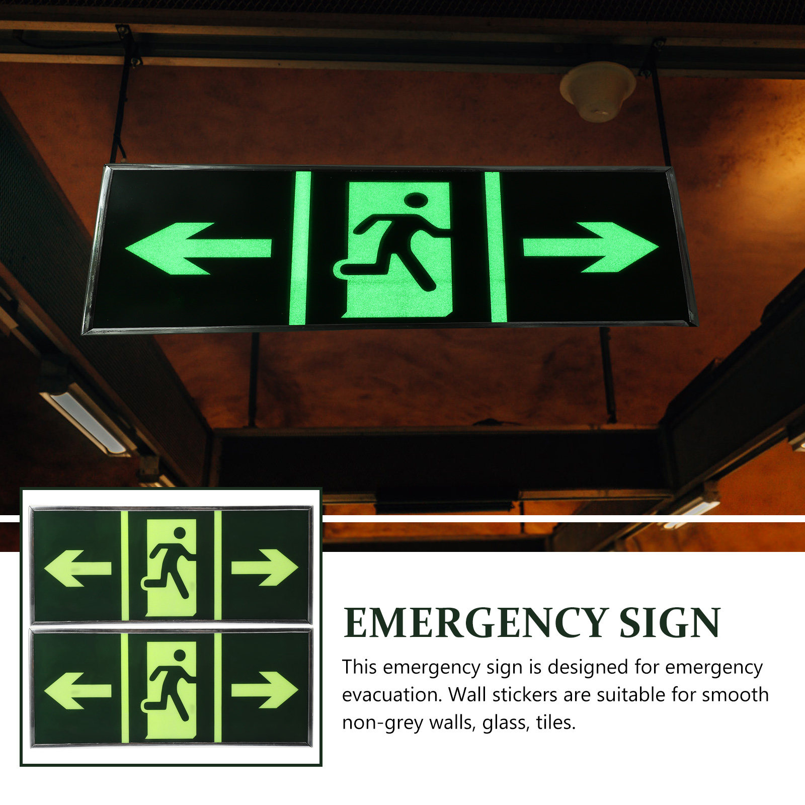 2Pcs Luminous Emergency Exit S - Emergency Exit Sign のレビューと価格