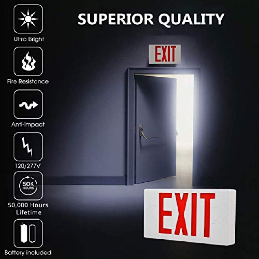 Ultra Slim LED Exit Sign, Red  - Emergency Exit Sign のレビューと価格