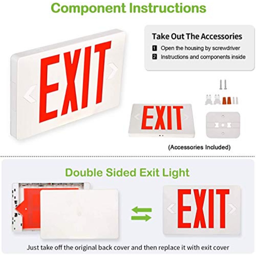 Ultra Slim LED Exit Sign, Red  - Emergency Exit Sign のレビューと価格