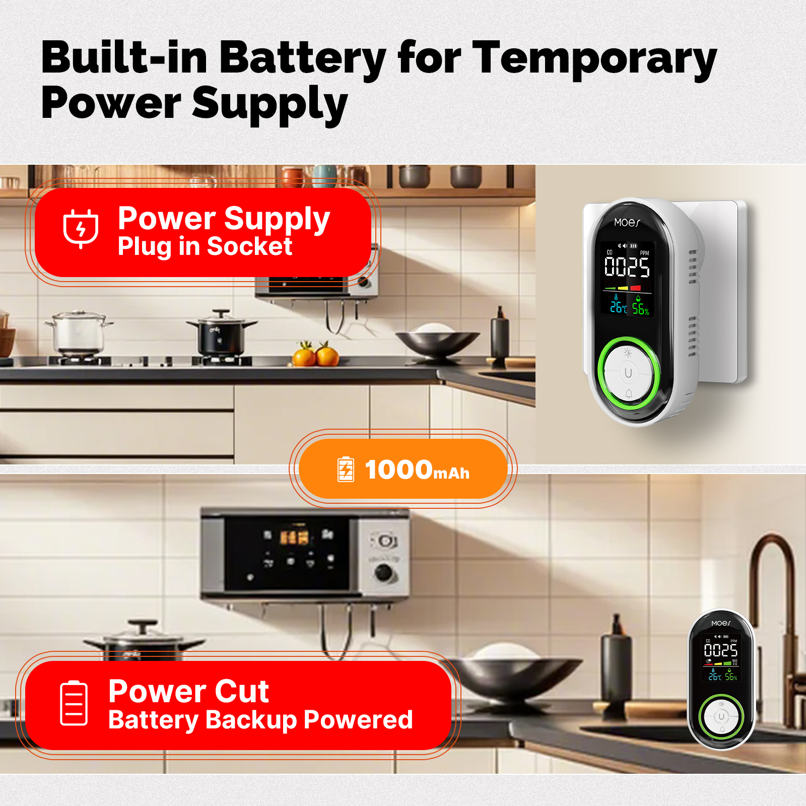 MOES CO Smoke Gas Detector Ala - Co Detector Plug のレビューと価格
