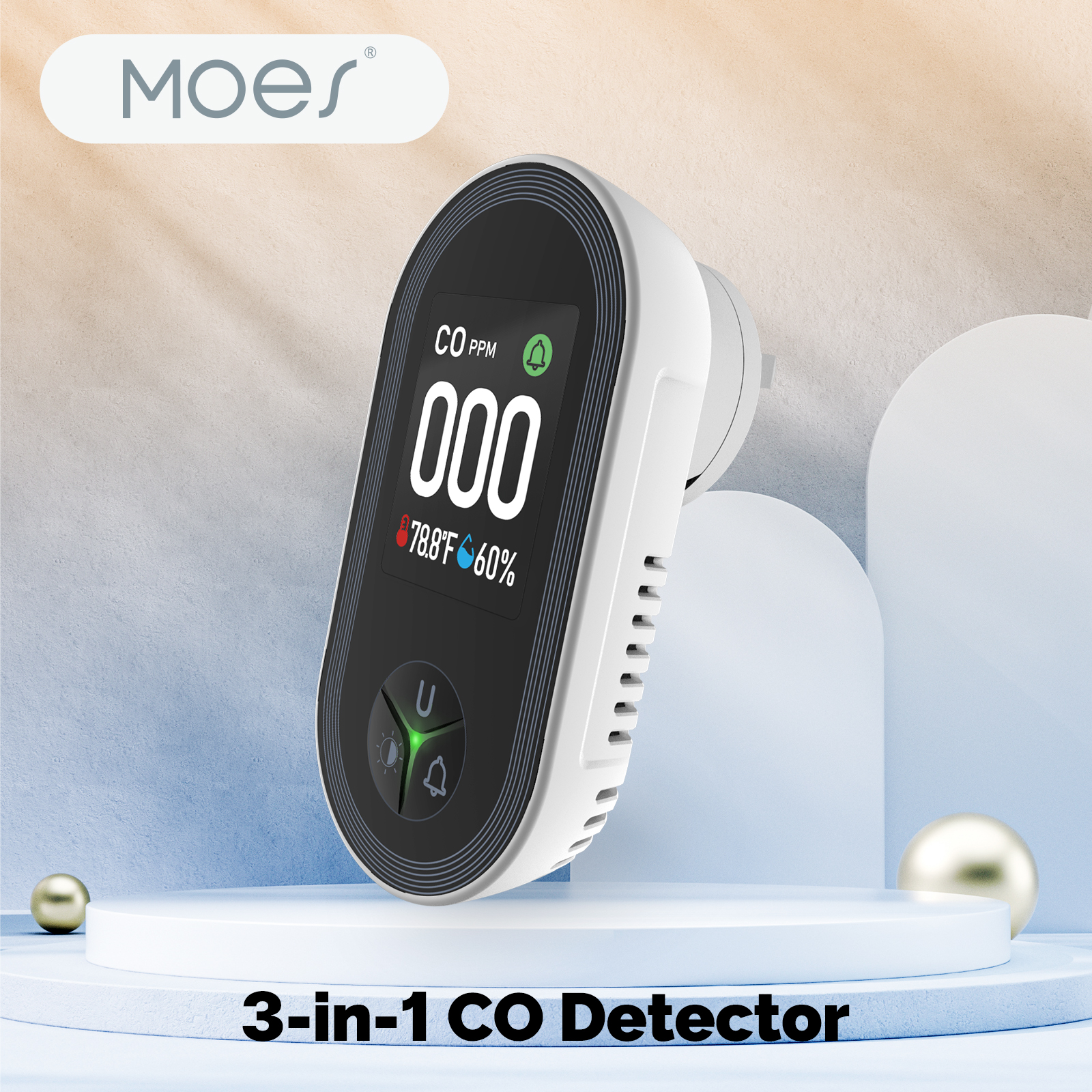 MOES 3-in-1 Plug-in CO Detecto - Co Detector Plug のレビューと価格