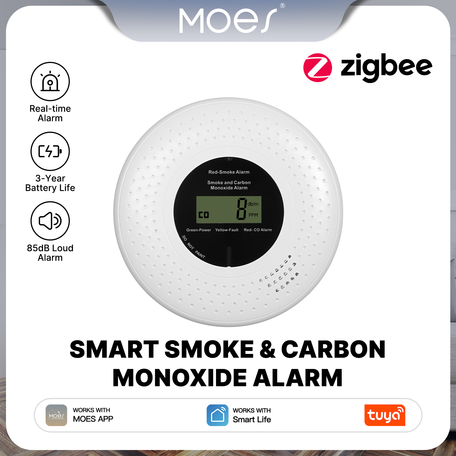 MOES Tuya Zigbee Smart Smoke C - Co Detector Plug のレビューと価格